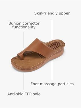 Camel colored Slip-On Toe-Loop Comfort Sandal